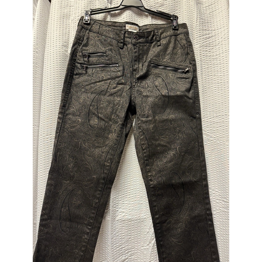 Monroe & Main Black‎ and Gold Paisley Print Women's Pants Size 6 NWOT Gothcore - Picture 3 of 12